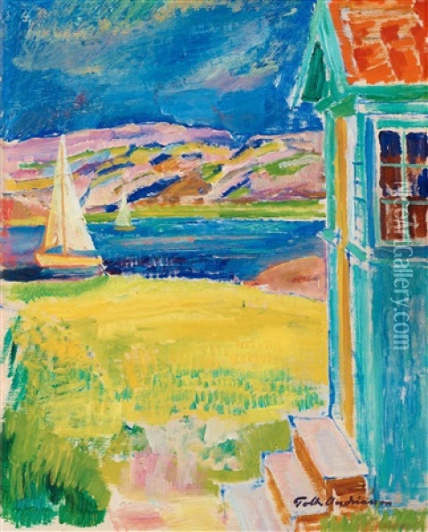 Forstukvist Vid Bohuslansk Havsvik Oil Painting - Folke Andreasson