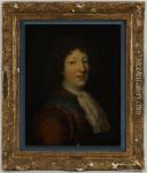 Portrait De Louis Xiv Oil Painting - Pierre Le Romain I Mignard