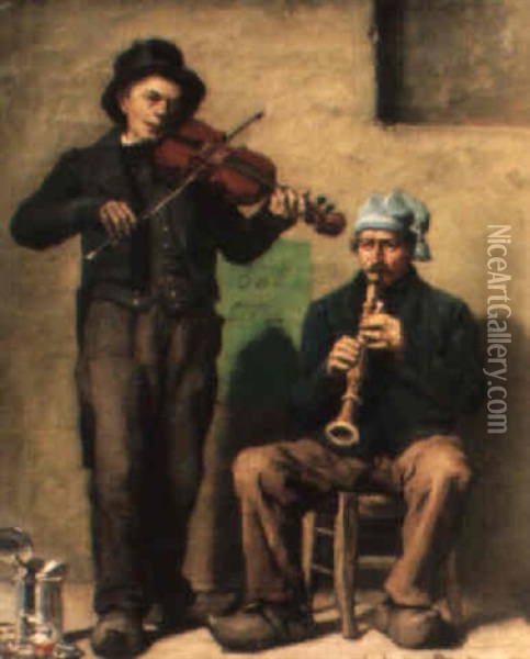 Les Musiciens Oil Painting - Jules Breton