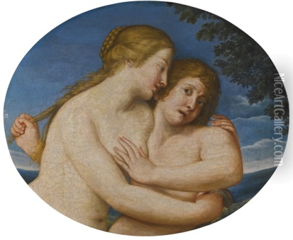 Salmacis Embracing Hermaphroditus Oil Painting - Francesco Albani