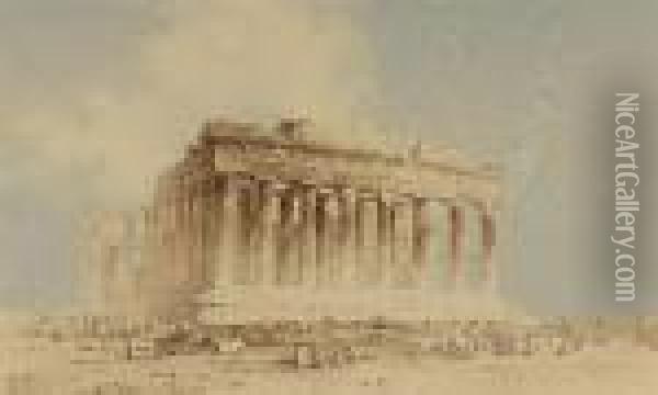 The Parthenon Oil Painting - Spyridon Scarvelli