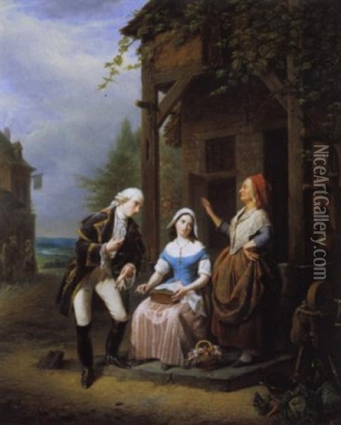 Het Aanzoek Oil Painting - Jean Henri de Coene