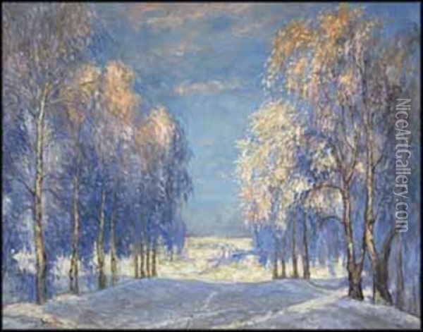 Winter Landscape Oil Painting - Francis Hans Johnston