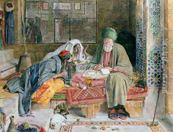 The Arab Scribe Cairo 2 Oil Painting - John Frederick Lewis