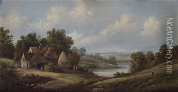 A Riverlandscape Oil Painting - A.H. Vickers