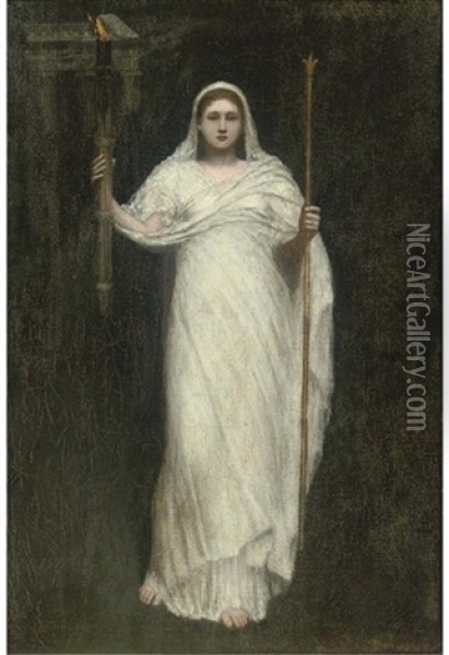 The High Priestess Oil Painting - Arthur Hacker