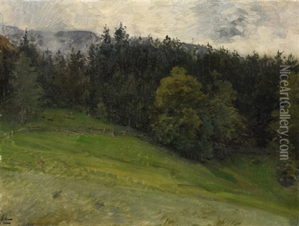 Waldstudie Oil Painting - Ludwig Knaus