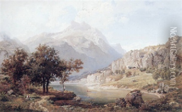 Sommerdag Ved En Bjergso Oil Painting - Wilhelm Porttmann