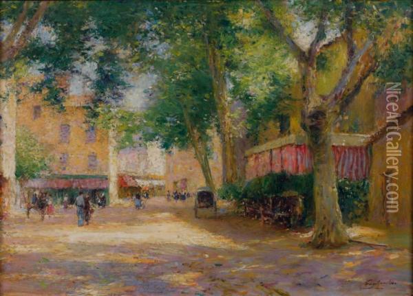 La Place Huile Sur Toile Oil Painting - Julien Gustave Gagliardini