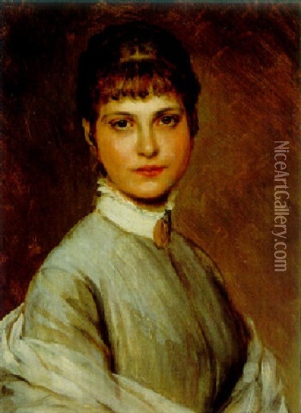 Portrait Einer Jungen Frau Oil Painting - Eugen von Blaas