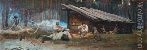 By The Campfire Oil Painting - Julian Falat