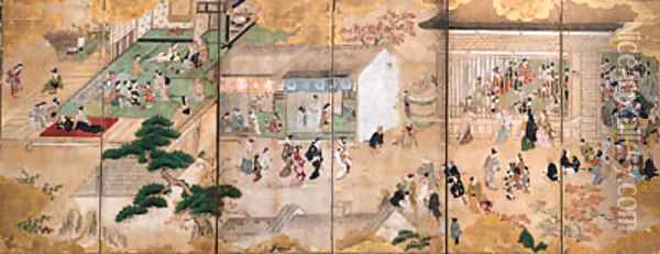 Autumn in the Yoshiwara Oil Painting - Hishikawa School