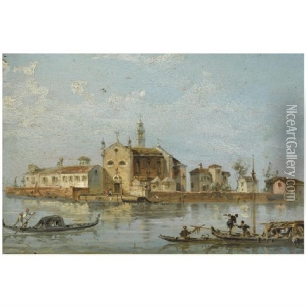 Venice, A View Of The Island Of Sant Angelo Della Polvere Oil Painting - Giacomo Guardi