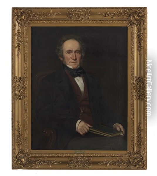 Portrait Of A Gentleman With A Ledger Oil Painting - John Watson Gordon