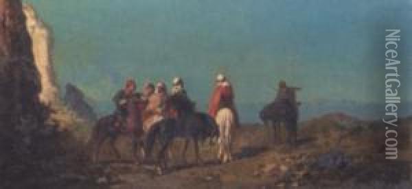 Arab Horsemen Oil Painting - Lucien Robert