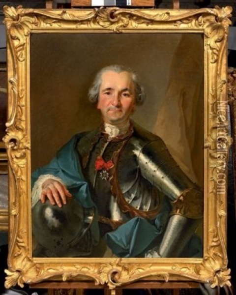 Portrait D'un Membre De La Famille Murinais En Armure, Portant La Croix De L'ordre De Saint Louis Oil Painting - Johann Melchior Wyrsch