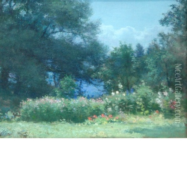 Stockbridge - The Sheltered Garden Oil Painting - Walter Nettleton