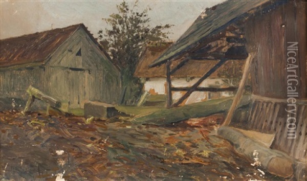 Rural Courtyard Oil Painting - Alois Kalvoda