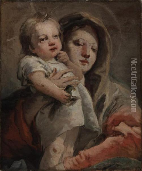 The Madonna And Child With A Goldfinch Oil Painting - Giovanni Domenico Tiepolo