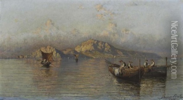 Fischerboote Vor Capri Oil Painting - Giuseppe Carelli