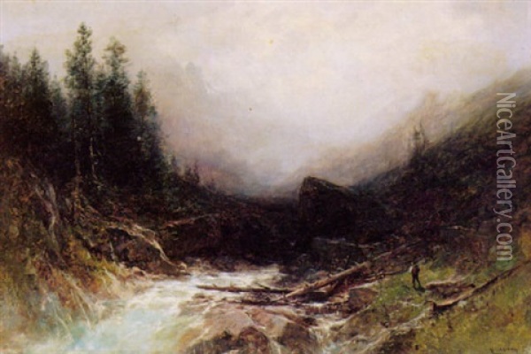 Flusslandschaft Bei Hermance Oil Painting - Gustave Eugene Castan