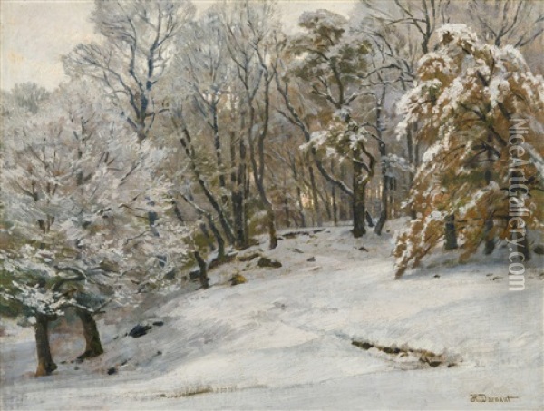 Winterlandschaft (a Winter's Day) Oil Painting - Hugo Darnaut