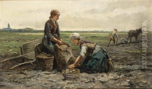 The Potato Harvest Oil Painting - Johannes Marius ten Kate