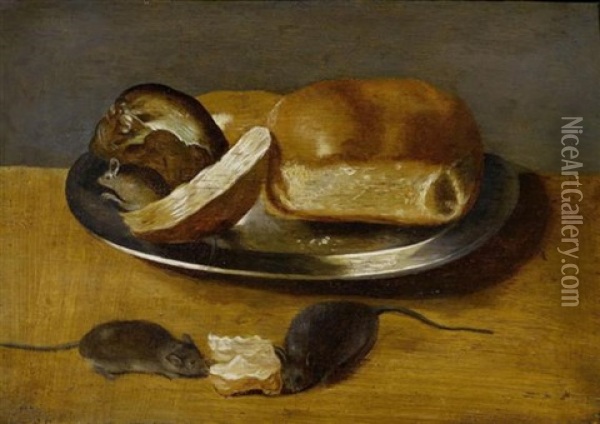 Stillleben Mit Brot Und Mausen Oil Painting - Georg Flegel