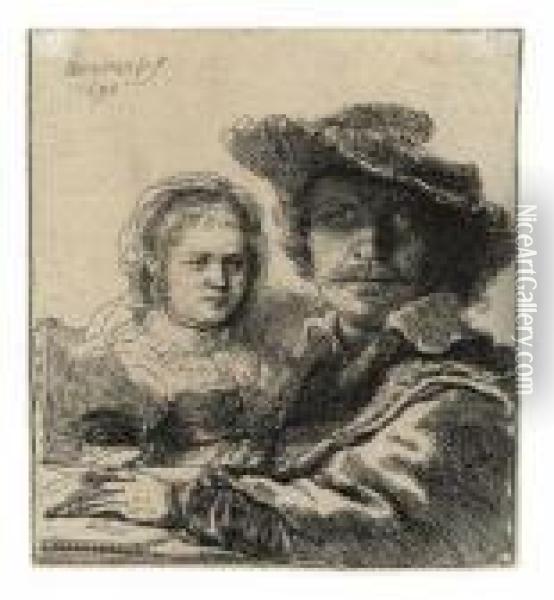 Self-portrait With Saskia Oil Painting - Rembrandt Van Rijn