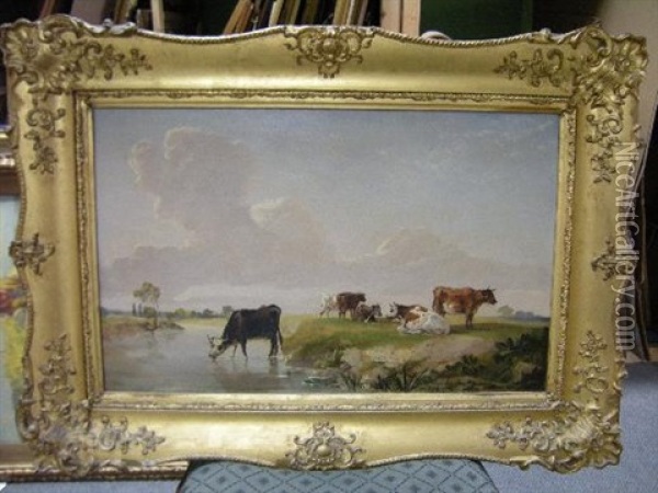 Cattle In A Landscape, Near York Oil Painting - Henry Moore