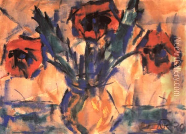 Mohnblumen In Einer Vase Oil Painting - Christian Rohlfs