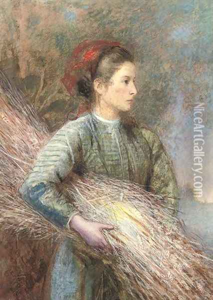 The hay gatherer Oil Painting - English School