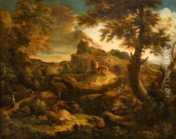 Italienische Landschaft Oil Painting - Marco Ricci