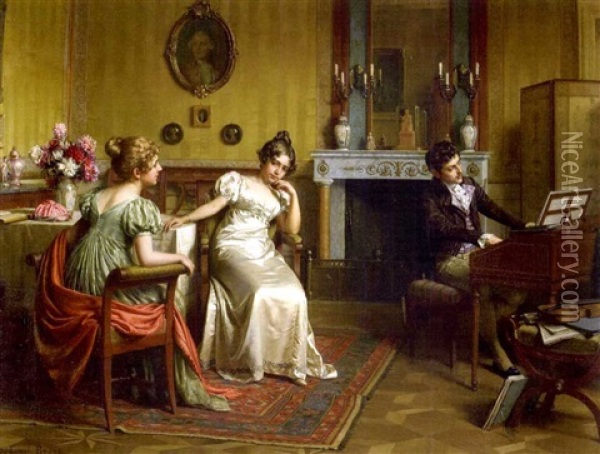 The Music Lesson Oil Painting - Emil Brack