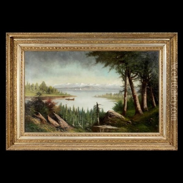 View Of The Lake Oil Painting - Joseph John Engelhardt