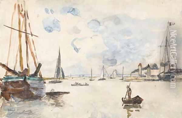 La sortie du port de Honfleur Oil Painting - Johan Barthold Jongkind