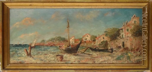 Bord De Mediterrannee Anime Oil Painting - Julien Gustave Gagliardini