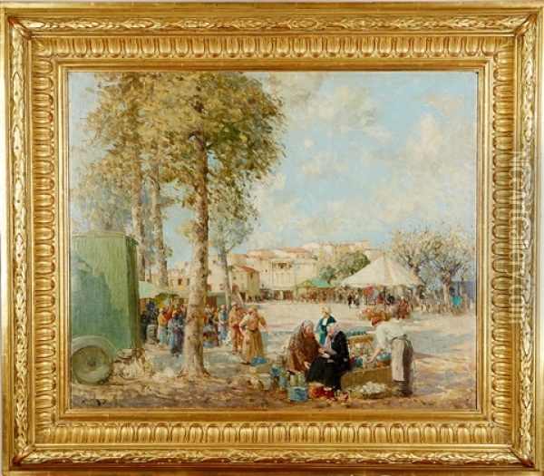 A Riviera Market Oil Painting - William Lee-Hankey