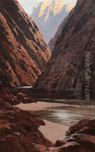 At The River, Grand Canyon, Az Oil Painting - Fernand Harvey Lungren