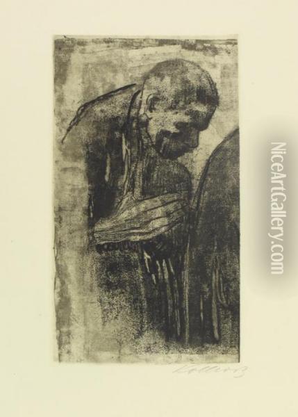 Der Trauernde. Linke Figur Der Ursprunglichen Komposition Oil Painting - Kathe Kollwitz