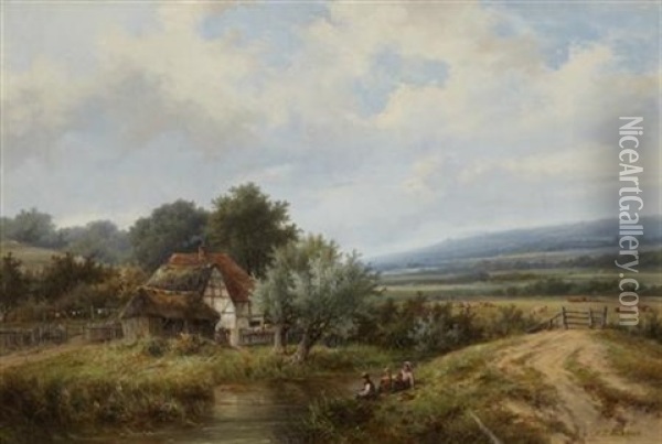 A Summer Idyll Oil Painting - Hendrik Pieter Koekkoek