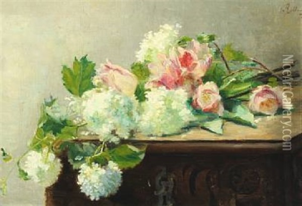 Still Life With Flowers On A Renaissance Chest Oil Painting - Augusta Dohlmann
