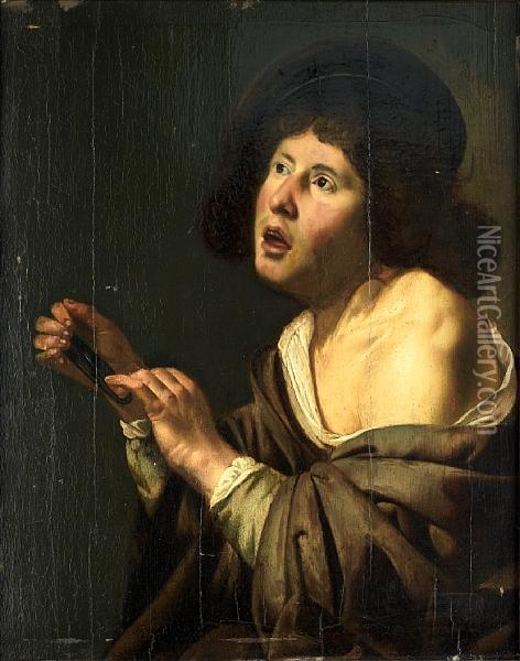 A Man Singing And Holding A Oil Painting - Jan Van Bijlert