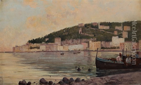 Posillipo Oil Painting - Holger Hvitfeldt Jerichau