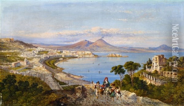 A View Of Naples Oil Painting - Consalvo Carelli