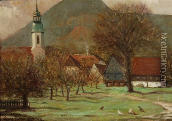 Waltersdorf An Der Lausche Oil Painting - Georg Richter-Loessnitz