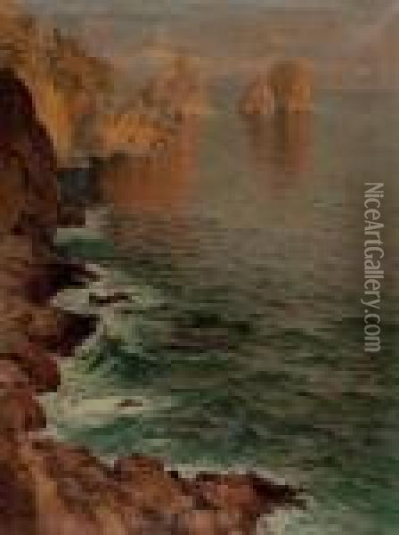 Kustenlandschaft Bei Capri Oil Painting - Paul von Spaun