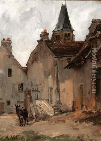 Ane Pres De La Fontaine Du Village Oil Painting - Antoine Vollon