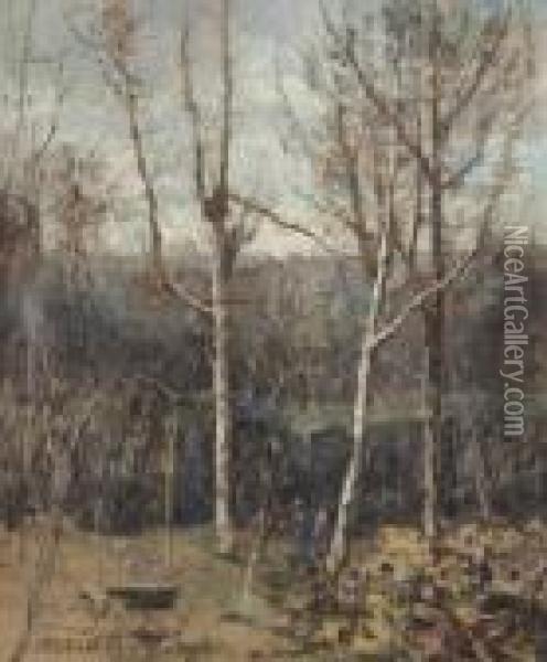 Bosco Di Frignano Con Alberi Spogli Oil Painting - Attilio Pratella