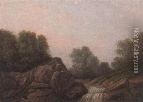 Landscape With Stream Oil Painting - George David Coulon